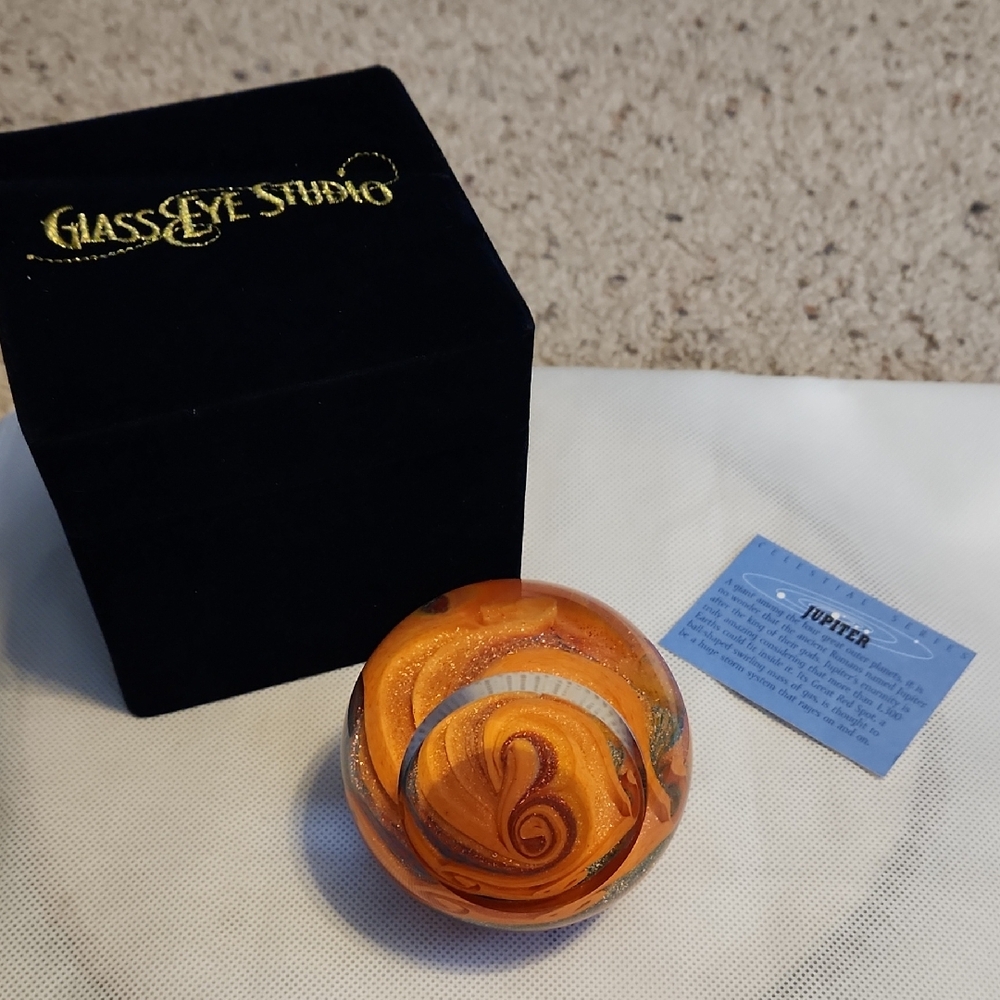 Glass Eye Studio Celestial Series Jupiter Paperweight 2004 With Box